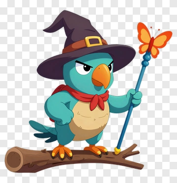 Cartoon Parrot Wizard Holding A Butterfly PNG