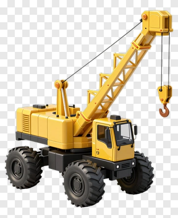 3D Crane With Yellow Boom And Hook PNG