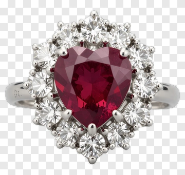 Heart-Shaped Ruby Ring With Diamond Accents PNG