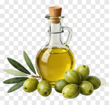 Olive Oil Bottle With Green Olives PNG
