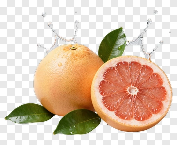 Fresh Grapefruit With Leaves And Water Splashes PNG