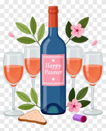 Happy Passover Celebration With Wine And Glasses PNG