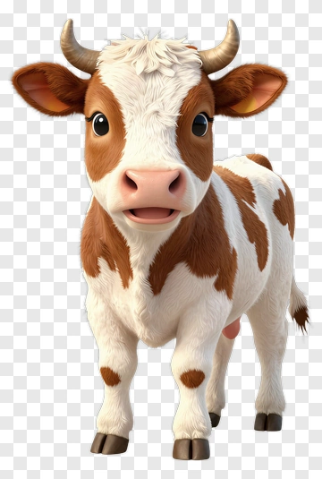 3D Cartoon Cow PNG
