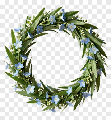 Floral Wreath With Blue Flowers PNG