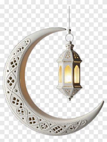 Decorative Crescent Moon With Lantern PNG