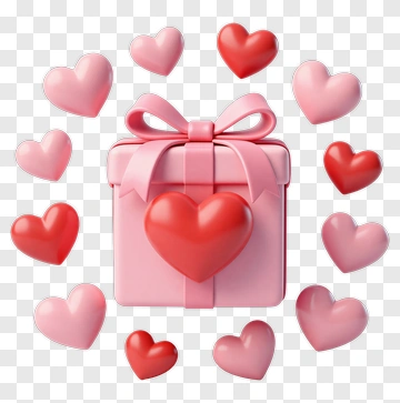 Valentine's Day Gift Box With Hearts PNG