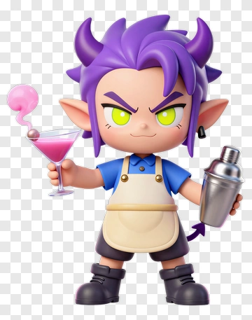 Cartoon Bartender Holding A Cocktail Shaker And Drink PNG