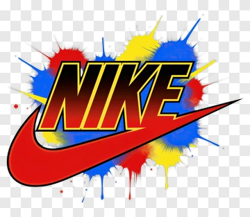 Nike Logo With Colorful Splatter Background PNG
