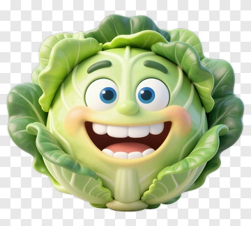 Cartoon Cabbage Character Smiling PNG