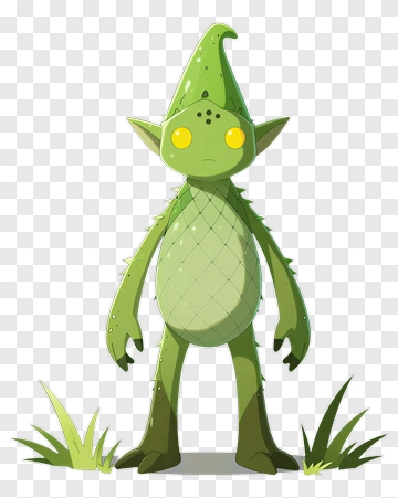 Green Cartoon Gnome Character PNG
