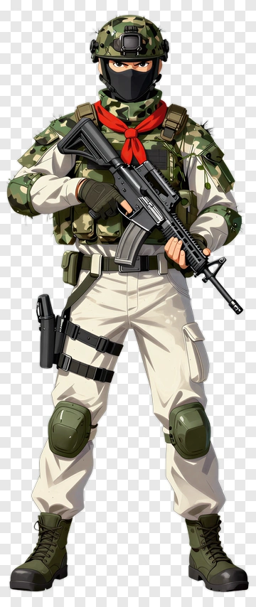 Anime Soldier Holding A Gun PNG