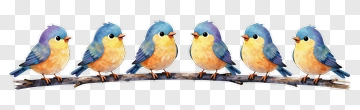 Colorful Bluebirds Sitting On A Branch PNG