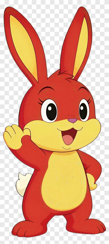 Cartoon Rabbit Waving Hello PNG