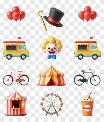 Circus Theme Party Elements PNG