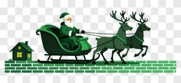 Santa Claus In A Sleigh Pulled By Reindeer PNG