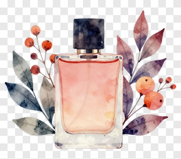 Watercolor Perfume Bottle With Floral Elements PNG