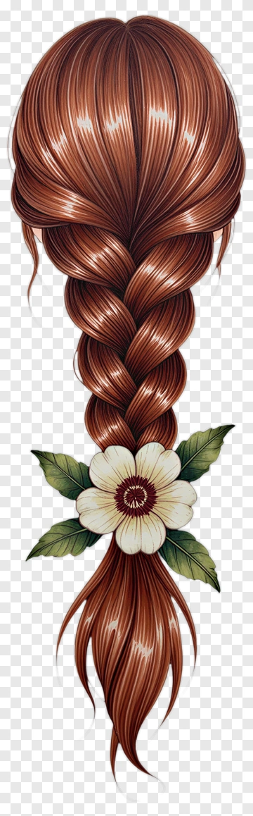 Braided Hair With Flower Decoration PNG