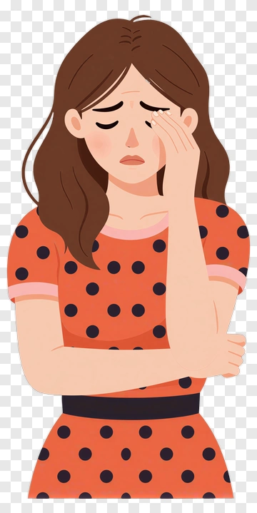 Sad Woman In Polka Dot Dress PNG