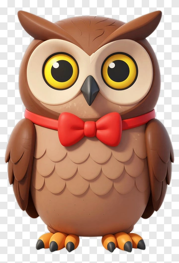 Cartoon Owl With A Red Bow Tie PNG