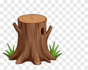 Cartoon Tree Stump With Grass PNG