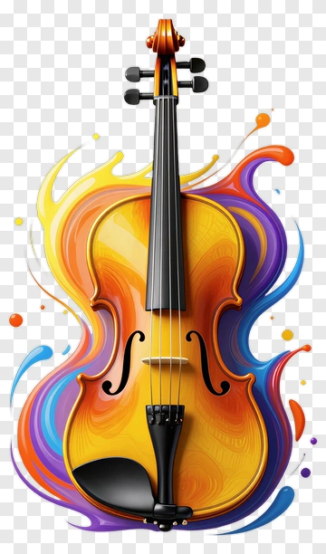 Colorful Violin With Abstract Swirls PNG