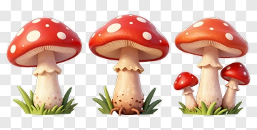Cartoon Red Mushroom With White Spots PNG