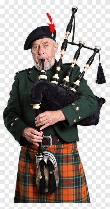 Piper In Traditional Scottish Attire Playing The Bagpipes PNG