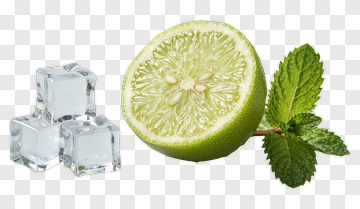 Lime With Mint Leaves And Ice Cubes PNG
