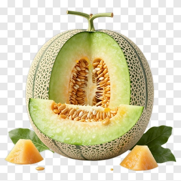 Fresh Cantaloupe Melon With Slices PNG