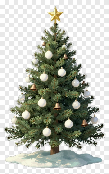 Christmas Tree With Ornaments And Star PNG