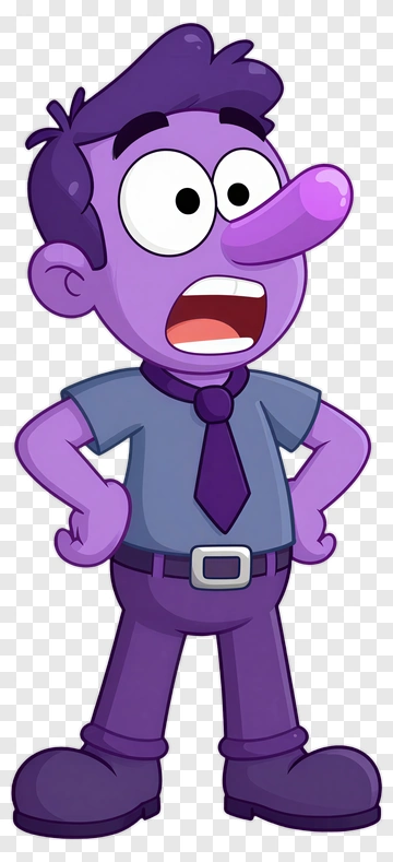 Cartoon Purple Character With Tie PNG