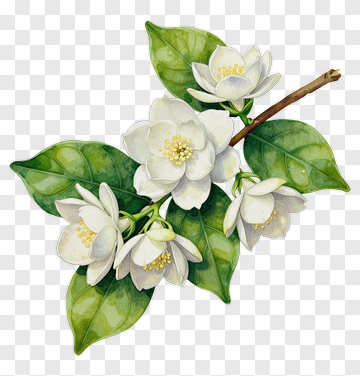 White Jasmine Flower Branch PNG