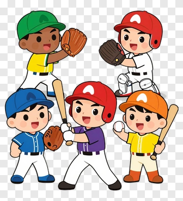 Cartoon Baseball Players In Action PNG