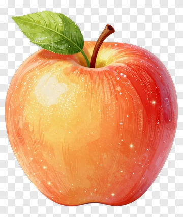 Shiny Red Apple With Leaf PNG