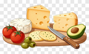 Cheese Board With Tomatoes And Avocado PNG