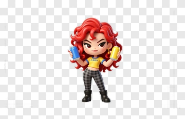 Cartoon Girl Holding Drinks PNG