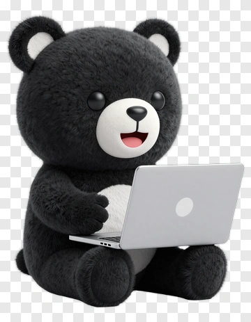 Cartoon Bear Using A Laptop PNG