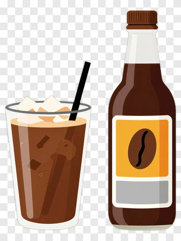 Iced Coffee In Glass And Bottle PNG