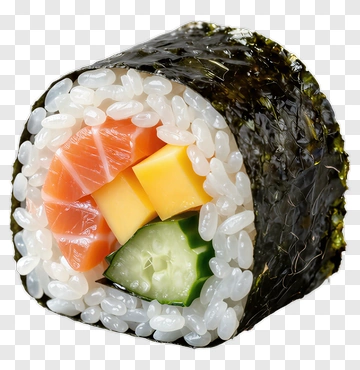 Sushi Roll With Salmon, Mango, And Cucumber PNG