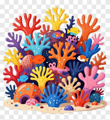 Colorful Coral Reef With Fish PNG