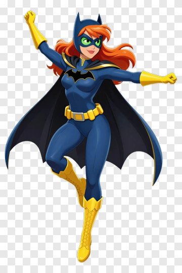 Cartoon Batgirl In Action Pose PNG