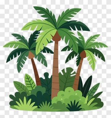 Tropical Palm Trees In A Lush Green Environment PNG