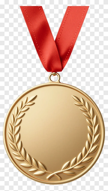 Gold Medal With Red Ribbon PNG