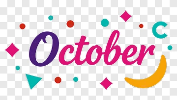 Colorful October Text With Decorative Elements PNG