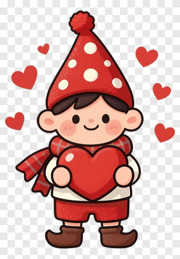 Cartoon Child Holding A Heart PNG