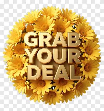 Grab Your Deal With Yellow Flowers PNG