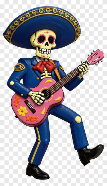 Colorful Skeleton Playing A Guitar PNG