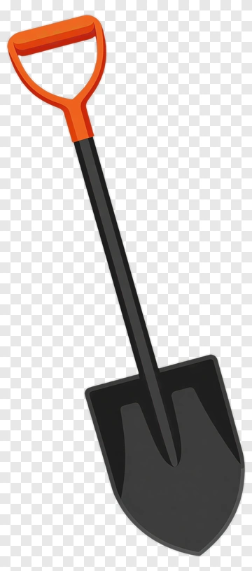 Black Shovel With Orange Handle PNG