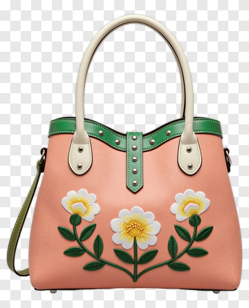 Embroidered Floral Handbag PNG