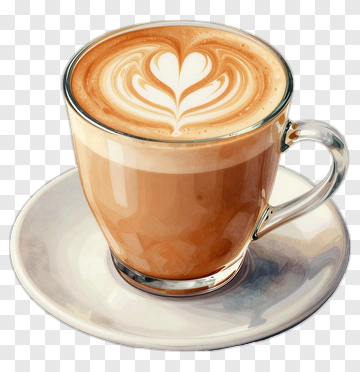 Coffee Cup With Heart Latte Art PNG